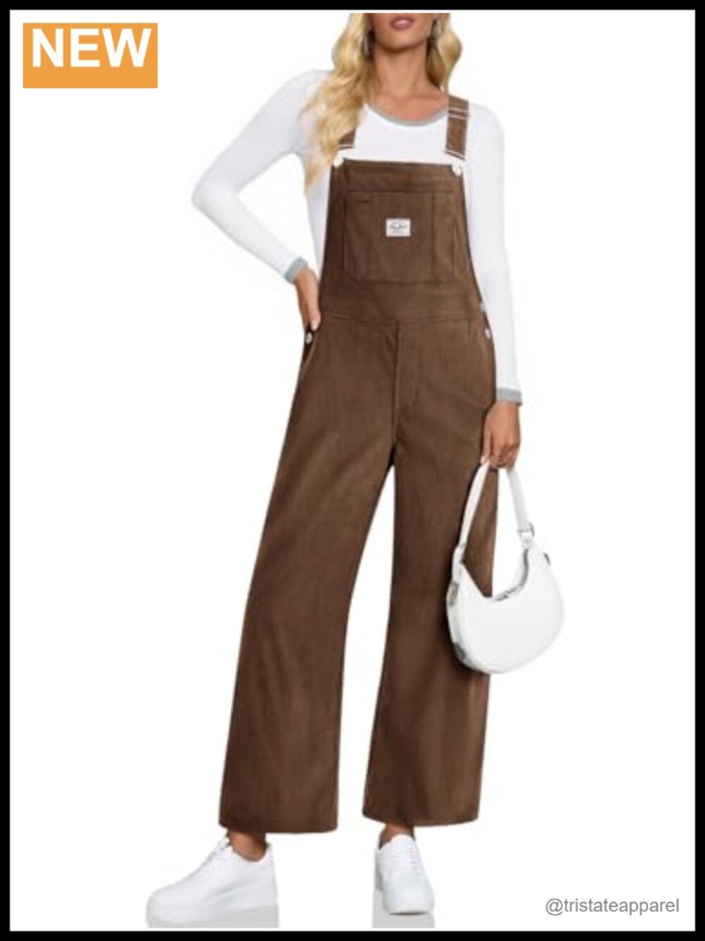 Corduroy Bib Overalls Wide Leg Baggy Jumpsuit with Pockets